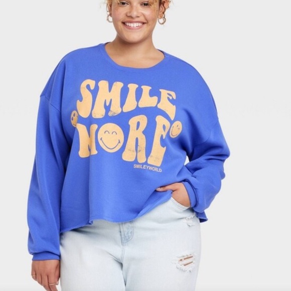 SmileyWorld Tops - Grayson Threads Smiley World Smile More Oversized Sweatshirt Top Size XXL
